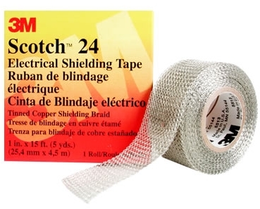 3M 7000031348 Scotch 24, луженая медная лента для экранирования/заземления, 25мм х4,5м