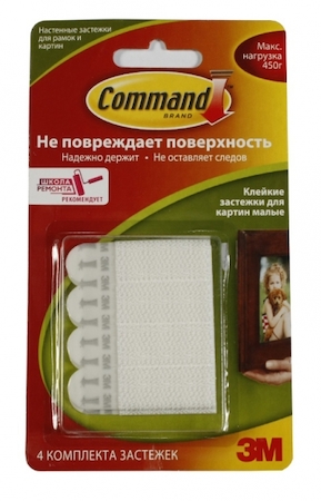 3M 7000038111 3М™ Command 17202 Настенные застежки для рамок и картин малые (4шт.)