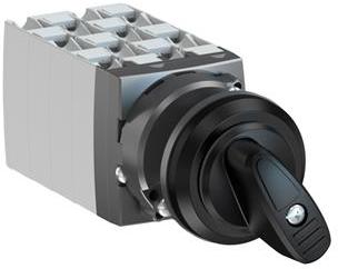 ABB 1SCA126534R1001 OC25 Cam switch, Ith=25A, Change-Over, 8-contacts, Snap-on door mounting, Black Basic handle, Round front ring
