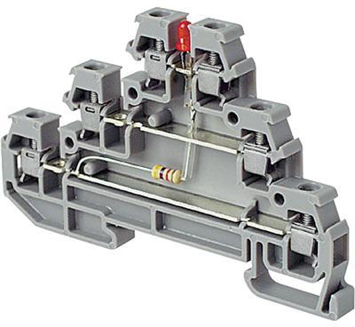 ABB 1SNA115535R0300 grey Screw Clamp Terminal Blocks D2.5/6.DAL pour capteur PNP / actionnaire trifilaire LED rouge 24V=