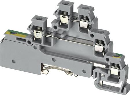 ABB 1SNA115642R2600 grey Screw Clamp Terminal Blocks D2.5/6.DPAL1 with ground on lower level and LED indicator between upper and middle level (red 24V=)