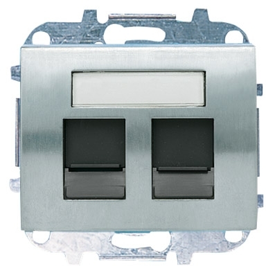ABB 8418.2 TT Накладка для 2-х суппортов/разъёмов типа 2017... и/или 2018..., со шторками и полем для надписи, серия OLAS, цвет титан
