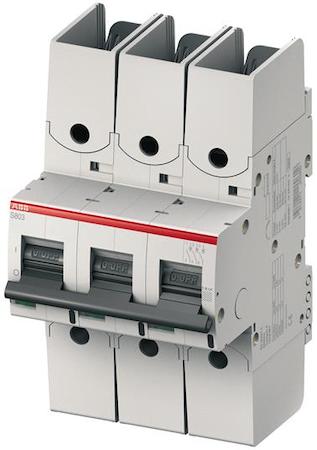 ABB 2CCS863002R0804 S803S-C80-R High Performance Circuit Breaker - S800S - Number of poles 3 - Tripping characteristic C - Rated current 80A - Ring tongue terminal