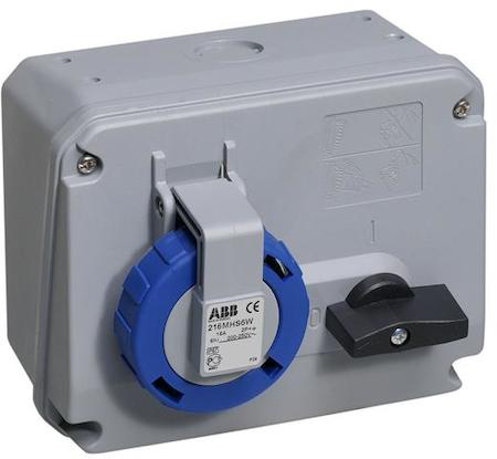 ABB 2CMA167801R1000 Switched interlocked socket-outlet, 6h, 16A, IP67, 2P+E