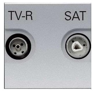 ABB N2251.7 PL Розетка TV-R-SAT оконечная с накладкой, серия Zenit, цвет серебристый