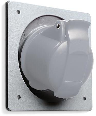 ABB 2CMA193225R1000 Socket-outlet, panel mounting, 5h, 16A, IP44, unified flange, angled, 3P+E