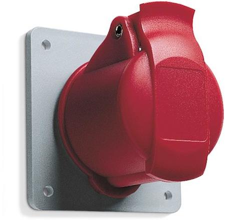 ABB 2CMA193259R1000 Socket-outlet, panel mounting, 6h, 32A, IP44, unified flange, straight, 3P+N+E