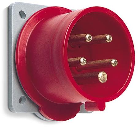 ABB 2CMA193468R1000 Inlet, panel mounting, 6h, 16A, IP44, unified flange, straight, 3P+N+E