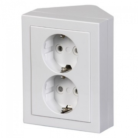 ABB 402EE-84 Розетка двойная Schuko, угловая, белая