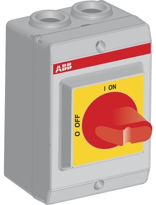 ABB 1SCA022389R6880 Рубильник в боксе OTP16BA3P до 16А 3х-полюсный, красно-желтая ру чка, резьба 4xPg16