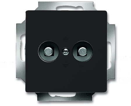 ABB 2495-0-0084 Розетка двойная для выравнивания потенциалов, серия solo/future, цвет антрацит/черный