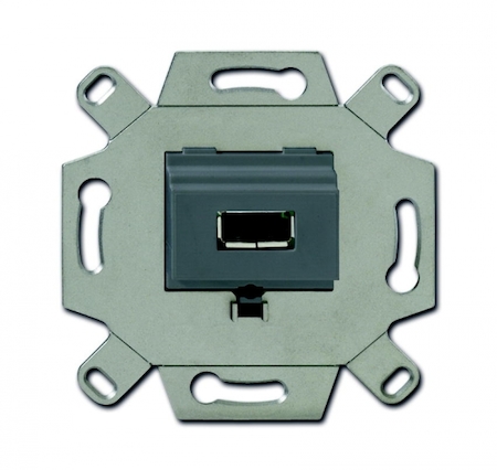 ABB 0230-0-0420 Механизм USB-розетки/разъёма, USB-type A, USB2.0, 5 полюсов, цвет серый
