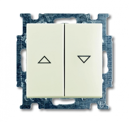 ABB 1413-0-1102 Механизм 2-клавишного, 1-полюсного выключателя жалюзи без фиксации с клавишей, серия Basic 55, цвет chalet-white