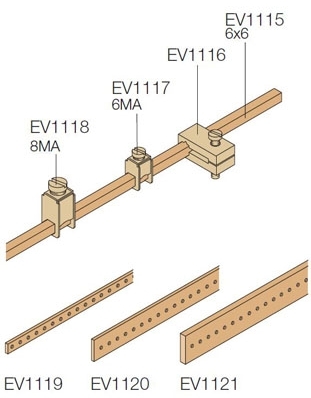 ABB EV1119 Шина 20x5 Ш=2000мм с отверстиями М6(2шт)