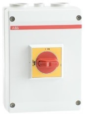 ABB 1SCA022382R0470 Рубильник в боксе OTP36A3P до 36А(АС23) 3х-полюсный, 1НО доп. ко нтакт, красно-желтая ручка, резьба 4xPg29+2xPg11