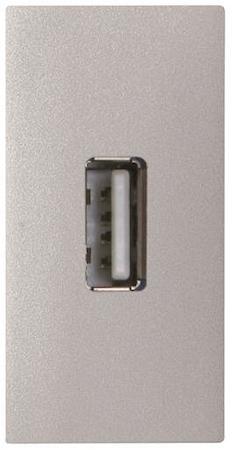 ABB 2CLA215580N1301 Механизм USB разъёма, тип А, с винтовым подключением проводов (5п), 1-модульный, серия Zenit, цвет серебристый