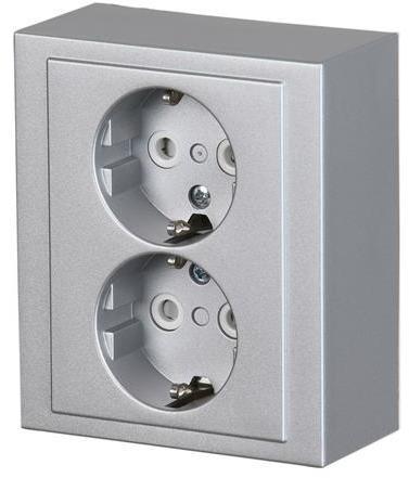 ABB 2TKA00001609 Розетка двойная накладного монтажа, Impressivo, алюминий