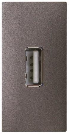 ABB 2CLA215590N1801 Механизм USB разъёма, тип А, с USB разъёмом мама на тыльной стороне, 1-модульный, серия Zenit, цвет антрацит