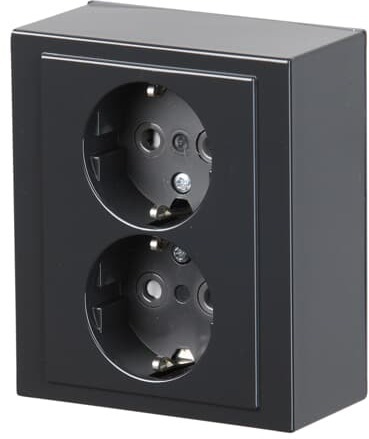 ABB 2TKA00001608 Розетка двойная накладного монтажа, Impressivo, антрацит