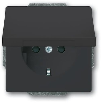 ABB 2CKA002018A1526 Розетка SCHUKO 16А 250В с защитными шторками, с крышкой, без лапок, серия future, цвет антрацит
