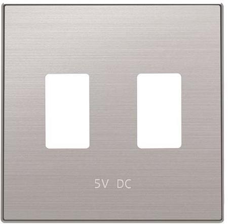 ABB 2CLA858530A1401 Накладка для механизма 2хUSB зарядного устройства, серия SKY, цвет нержавеющая сталь