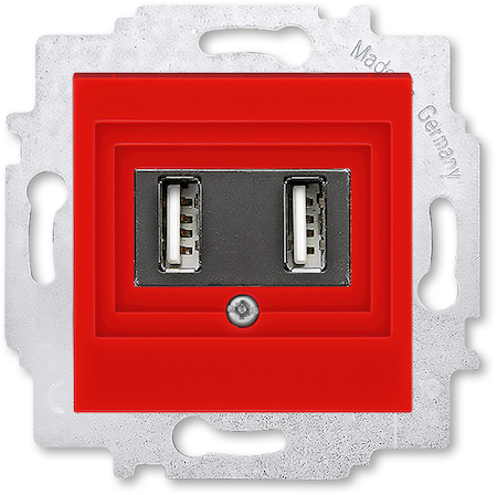 2CHH290040A6065 USB зарядка двойная ABB Levit красный