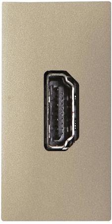 ABB 2CLA215570N1901 Механизм HDMI разъёма, тип А, с HDMI разъёмом мама на тыльной стороне, 1-модульный, серия Zenit, цвет шампань