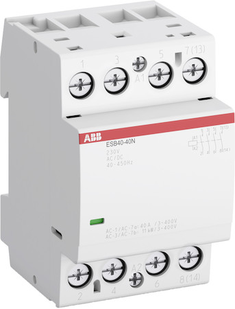 Фото ABB 1SAE341111R0640 Контактор ESB40-40N-06 модульный (40А АС-1, 4НО), катушка 230В AC/DC