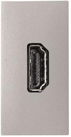 ABB 2CLA215560N1301 Механизм HDMI разъёма, тип А, с безвинтовым подключением проводов (20п), 1-модульный, серия Zenit, цвет серебристый