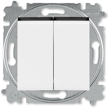 2CHH590545A6062 Выключатель двухклавишный ABB Levit белый / дымчатый чёрный