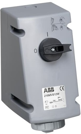 ABB 2CMA163270R1000 Розетка для тяжелых условий с выключателем и механической блокировкой 416MVS1WH, 16A, 3P+N+E, IP67, 1ч