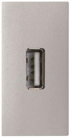 ABB 2CLA215590N1301 Механизм USB разъёма, тип А, с USB разъёмом мама на тыльной стороне, 1-модульный, серия Zenit, цвет серебристый