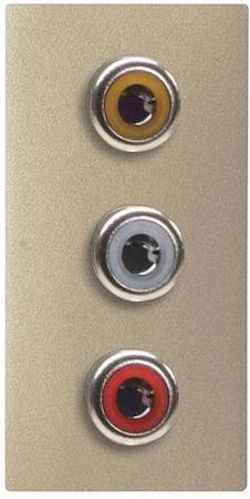 ABB 2CLA215530N1901 Механизм 3xRCA разъёма, красный+белый, 1-модульный, серия Zenit, цвет шампань
