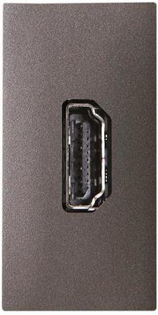 ABB 2CLA215560N1801 Механизм HDMI разъёма, тип А, с безвинтовым подключением проводов (20п), 1-модульный, серия Zenit, цвет антрацит