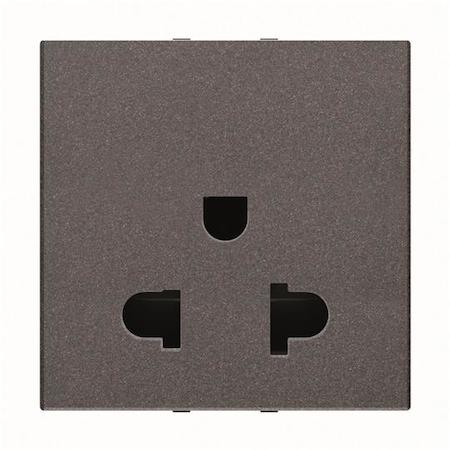 N2238 PL ABB Zenit Механизм розетки EU/US (смешанного) стандарта с заземлением (2P+E), 2M, 13А / 127В, серебристый