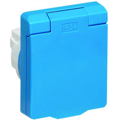 ABB 2CLA328800A1701 UJP Розетка SCHUKO арт.3288 AZ, панельная 2P+E, IP54 с крышкой, 10/16А, 250В, цвет синий