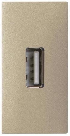 ABB 2CLA215590N1901 Механизм USB разъёма, тип А, с USB разъёмом мама на тыльной стороне, 1-модульный, серия Zenit, цвет шампань