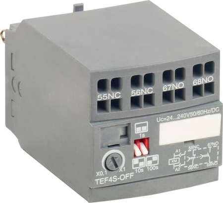 ABB 1SBN020115R1000 Приставка времени электронная TEF4S-OFF с пружинными клеммами для AF09-AF38-K и NF-K (задержка на отключение 0.1-100с)
