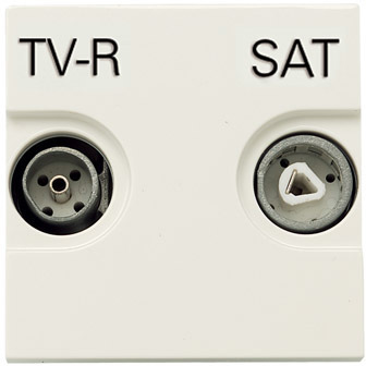 ABB 2CLA225180N1101 Розетка TV-R-SAT проходная с накладкой, серия Zenit, цвет альпийский белый