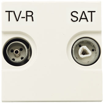 ABB 2CLA225180N1301 Розетка TV-R-SAT проходная с накладкой, серия Zenit, цвет серебристый