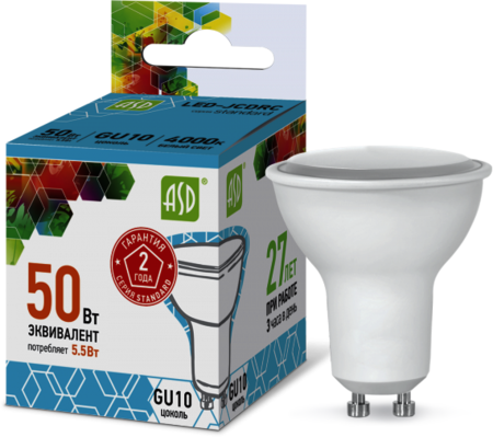 4690612004822 Лампа светодиодная LED-JCDRC-standard 3Вт 230В GU10 4000К 270Лм ASD