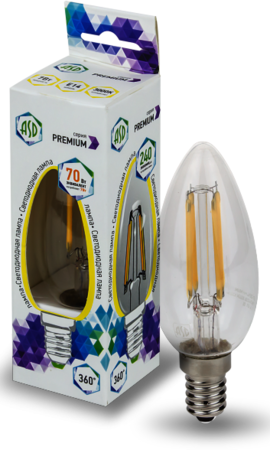 4690612005317 Лампа светодиодная LED-СВЕЧА-PREMIUM 7Вт 230В Е14 3000К 630Лм прозрачная ASD