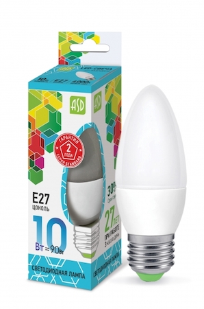 4690612015545 Лампа светодиодная LED-СВЕЧА-standard 10Вт 230В Е27 4000К 900Лм ASD