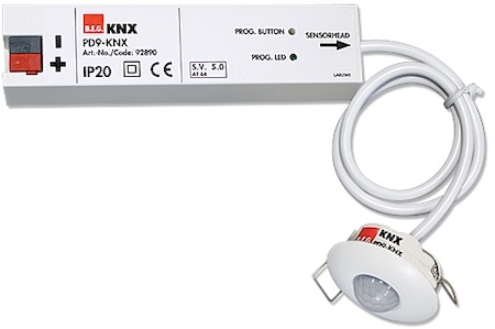 BEG 92890 Мини-датчик присутствия потолочный 360°, с выносным блоком, KNX, диаметр действия 10м., скрытый монтаж в подвесной потолок / IP20 / белый