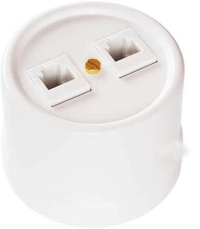 Фото Bironi B1-302-21 Пластик Бел Розетка компьютерная 2-ая (RJ45)