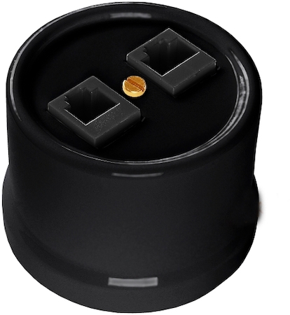 Фото Bironi B1-302-23 Пластик Черный Розетка компьютерная 2-ая (RJ45)