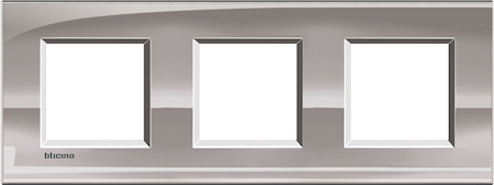 BTicino LNA4802M3NS LivingLight Рамка прямоугольная, 3 поста, цвет Никель