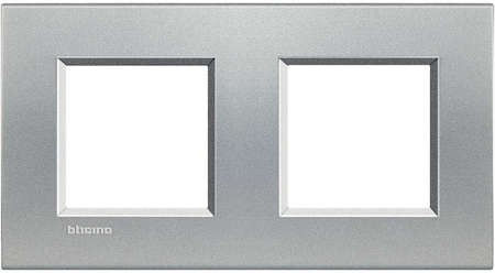 BTicino LNA4802M2TE LivingLight Рамка прямоугольная, 2 поста, цвет Алюминий