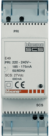 BTicino E49 My Home Блок питания 27В, 600мА, размер 2DIN
