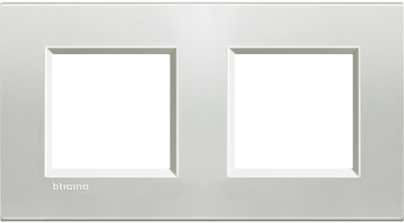 BTicino LNA4802M2AG LivingLight Рамка прямоугольная, 2 поста, цвет Серебро